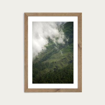 Bombinate.com Hiking Through Clouds & Fog Art Print Oak Frame