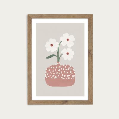 Bombinate.com Terrazzo & Flowers Art Print Oak Frame