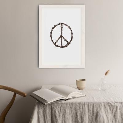 Bombinate.com Coffee And Peace Essentials Art Print White Frame