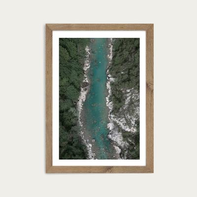 Bombinate.com Blue Ice Water Trough Green Mountains Art Print Oak Frame