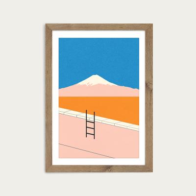 Bombinate.com Fuji Pool Art Print Oak Frame