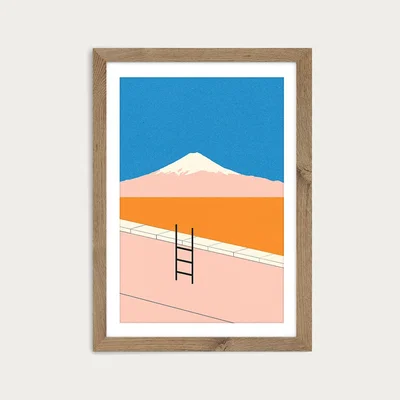 Bombinate.com Fuji Pool Art Print Oak Frame