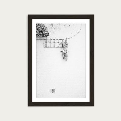 Bombinate.com Winter White Bikes Art Print Black Frame