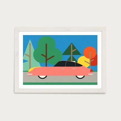 Bombinate.com Old School Future Car Art Print White Frame