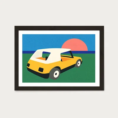 Bombinate.com Sunset Car Art Print Black Frame