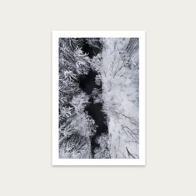 Bombinate.com Black River Through the Snowy Winter Forest Art Print Unframed