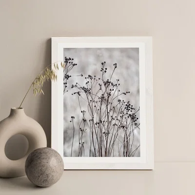 Bombinate.com Flower Buds in the Beige Greige Golden Field 2 Art Print White Frame