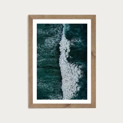 Bombinate.com The Radiant Blue of the Ocean Waves Art Print Oak Frame