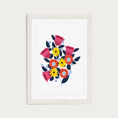 Bombinate.com Spring Flowers Art Print White Frame