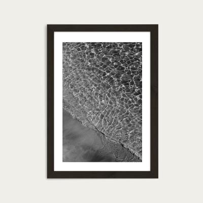 Bombinate.com Where Sand and Water Meet - Black & White Edition Art Print Black Frame