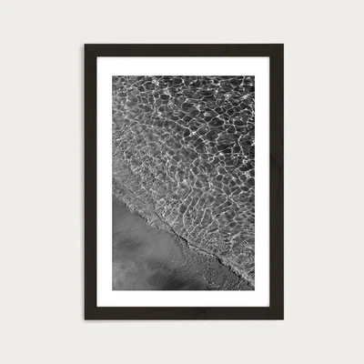 Bombinate.com Where Sand and Water Meet - Black & White Edition Art Print Black Frame