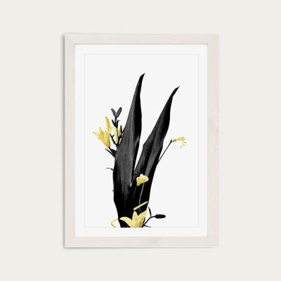 Bombinate.com Flower Minimal Black and Gold 3 Art Print White Frame