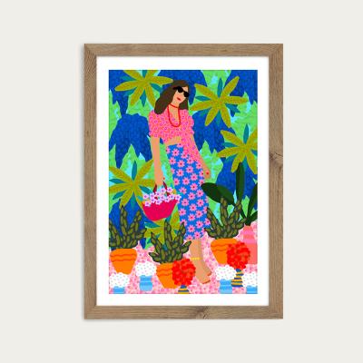 Bombinate.com Walking Between Gardens Art Print Oak Frame