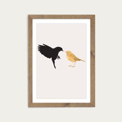 Bombinate.com Lovebirds 1 Art Print Oak Frame