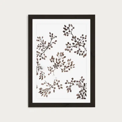 Bombinate.com Dried Flowers in Winter White Snow Art Print Black Frame