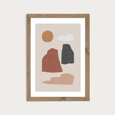 Bombinate.com Landscape & Sun Art Print Oak Frame