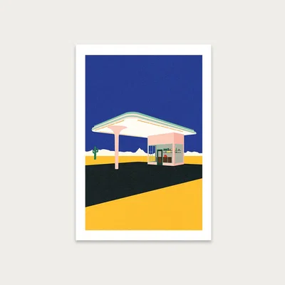 Bombinate.com Texas Desert Gas Station Art Print Unframed