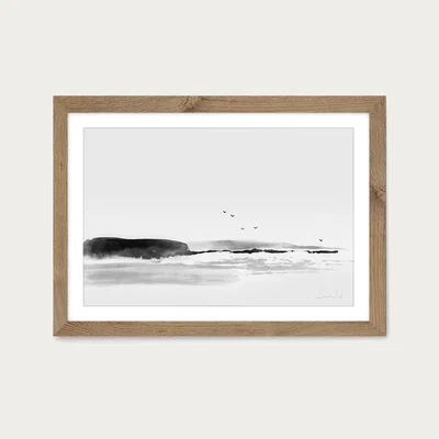 Bombinate.com Sea Rock Art Print Oak Frame