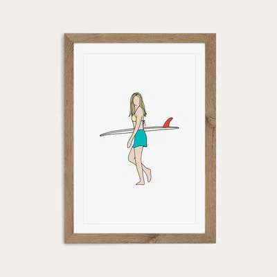 Bombinate.com Little Red Art Print Oak Frame