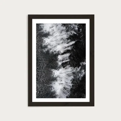 Bombinate.com Black and White Water Cascade Art Print Black Frame