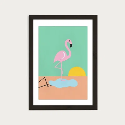 Bombinate.com Flamingo Herbert Art Print Black Frame