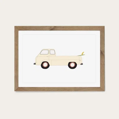 Bombinate.com Little Pick Up Art Print Oak Frame