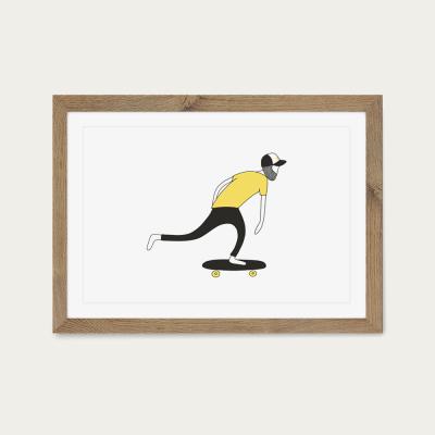 Bombinate.com Retro Push Art Print Oak Frame