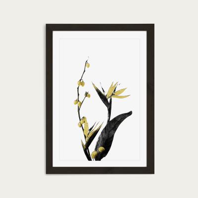 Bombinate.com Flower Minimal Black and Gold 2 Art Print Black Frame