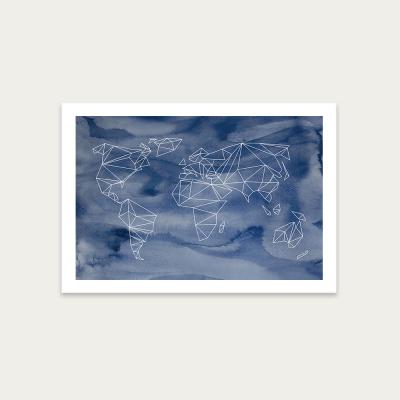Bombinate.com Geometrical World – Indigo Aquarelle Art Print Unframed