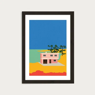 Bombinate.com Modern House By The Sea Art Print Black Frame