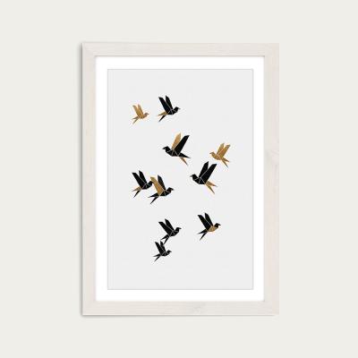 Bombinate.com Origami Birds Collage I Art Print White Frame