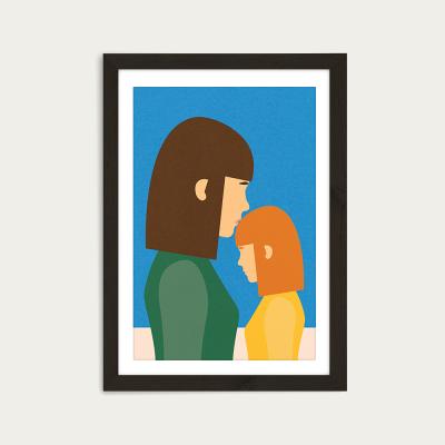 Bombinate.com Mum And Daughter Brown Red Art Print Black Frame