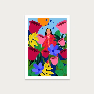 Bombinate.com Surrounded By Flowers Art Print Unframed