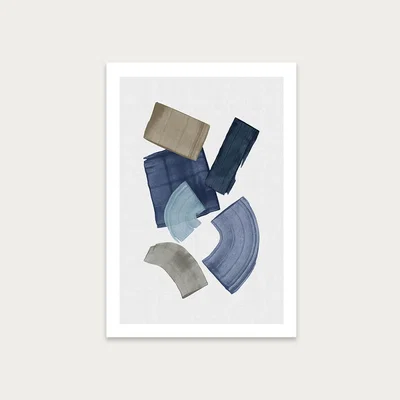 Bombinate.com Blue & Brown Paint Blocks Art Print Unframed