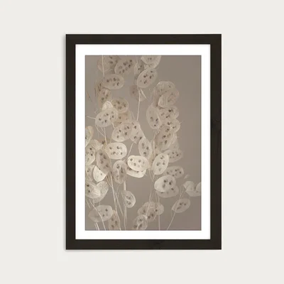 Bombinate.com Cream Grey Confetti Plant Art Print Black Frame