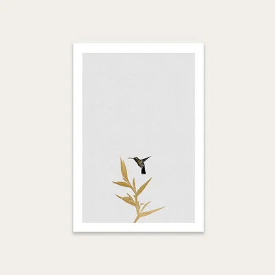 Bombinate.com Hummingbird & Flower II Art Print Unframed