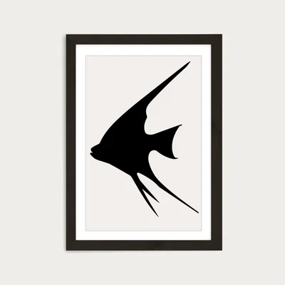 Bombinate.com Gold Fish Monochrome Art Print Black Frame