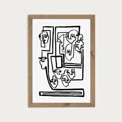 Bombinate.com Face Book V Art Print Oak Frame