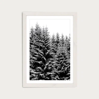 Bombinate.com Snowy Christmas Trees Art Print White Frame