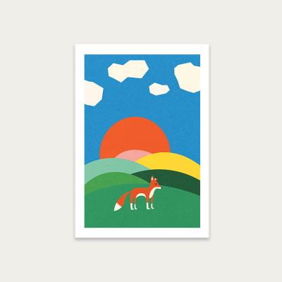 Bombinate.com Fox and Field Art Print Unframed