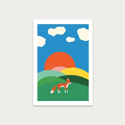 Bombinate.com Fox and Field Art Print Unframed