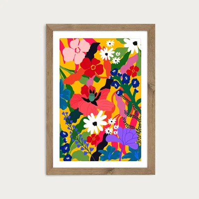 Bombinate.com Yellow Abstract Art Print Oak Frame