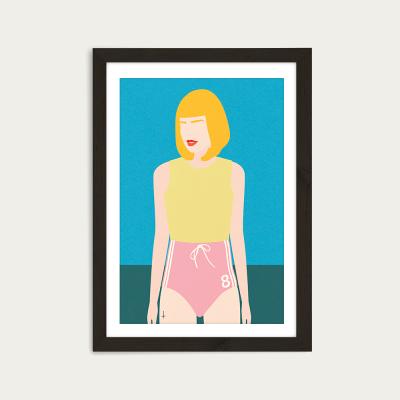 Bombinate.com Runner Girl Art Print Black Frame