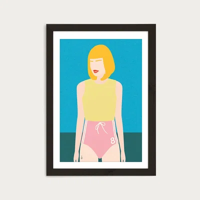 Bombinate.com Runner Girl Art Print Black Frame