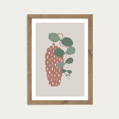 Bombinate.com Terrazzo & Leaves Art Print Oak Frame