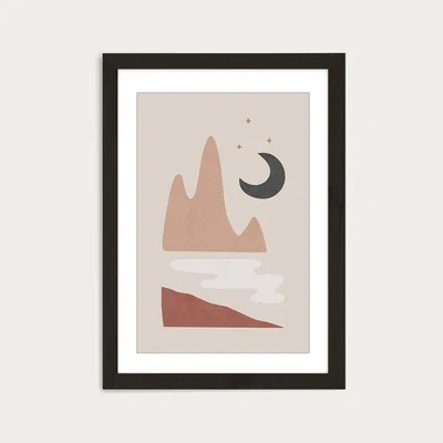 Bombinate.com Landscape & Moon Art Print Black Frame