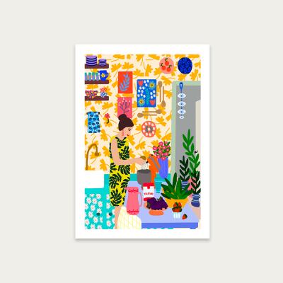 Bombinate.com Girl Cooking Lunch Art Print Unframed