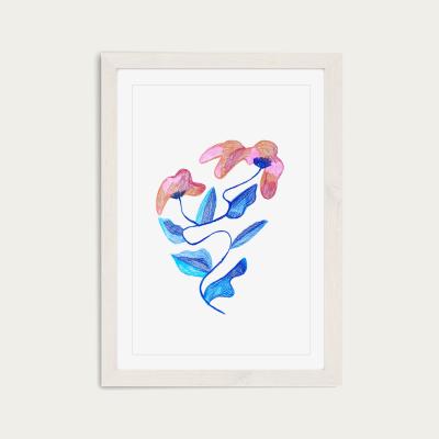 Bombinate.com Abstract Flowers Art Print White Frame