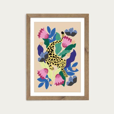 Bombinate.com Jungle Leopard Art Print Oak Frame