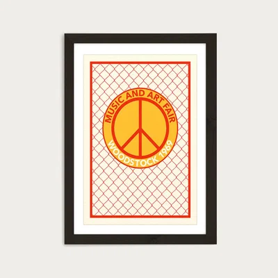 Bombinate.com Woodstock Music and Art Fair 1969 Art Print Black Frame
